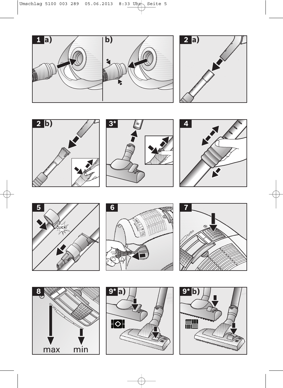 Max min | Bosch BSG82502 kirschrot-metallic Bodenstaubsauger Beutel ergomaxx pro. hard floor 2500 User Manual | Page 147 / 151