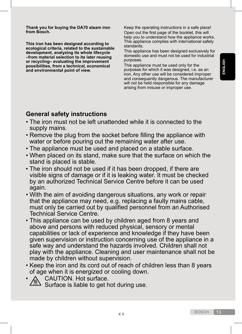 Bosch Dampfbügeleisen Sensixx´x DA70 i-Temp TDA703021I anthrazit magic violet User Manual | Page 13 / 140