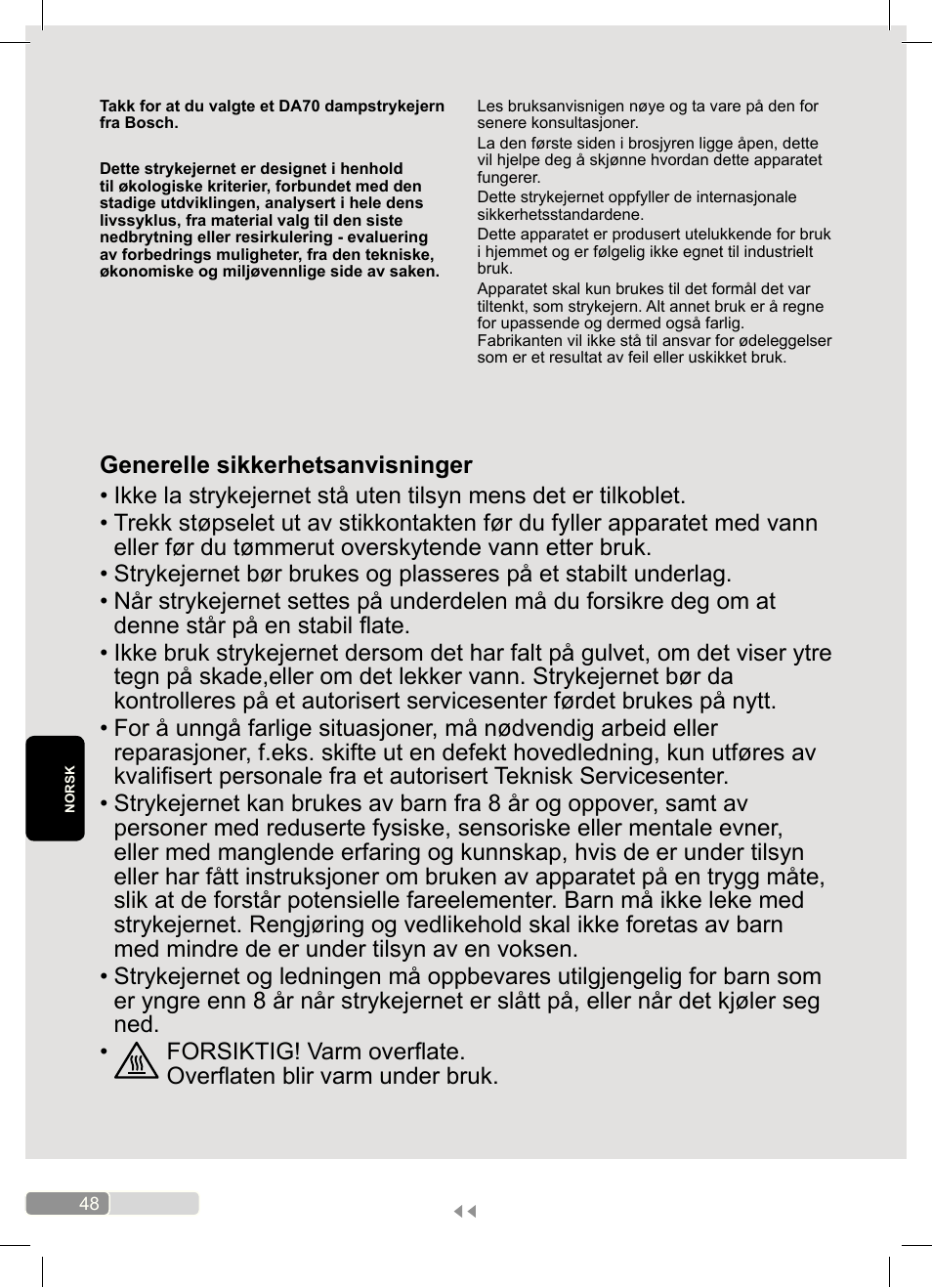 Bosch Dampfbügeleisen Sensixx´x DA70 i-Temp TDA703021I anthrazit magic violet User Manual | Page 48 / 140