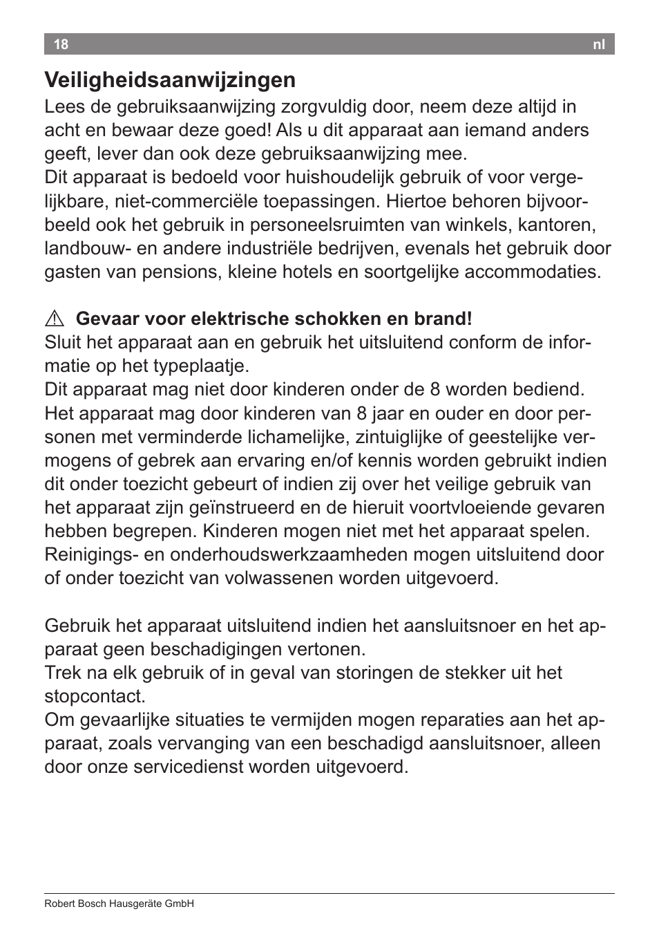 Veiligheidsaanwijzingen | Bosch PHS2112 Haarglätter PureStyle User Manual | Page 22 / 91