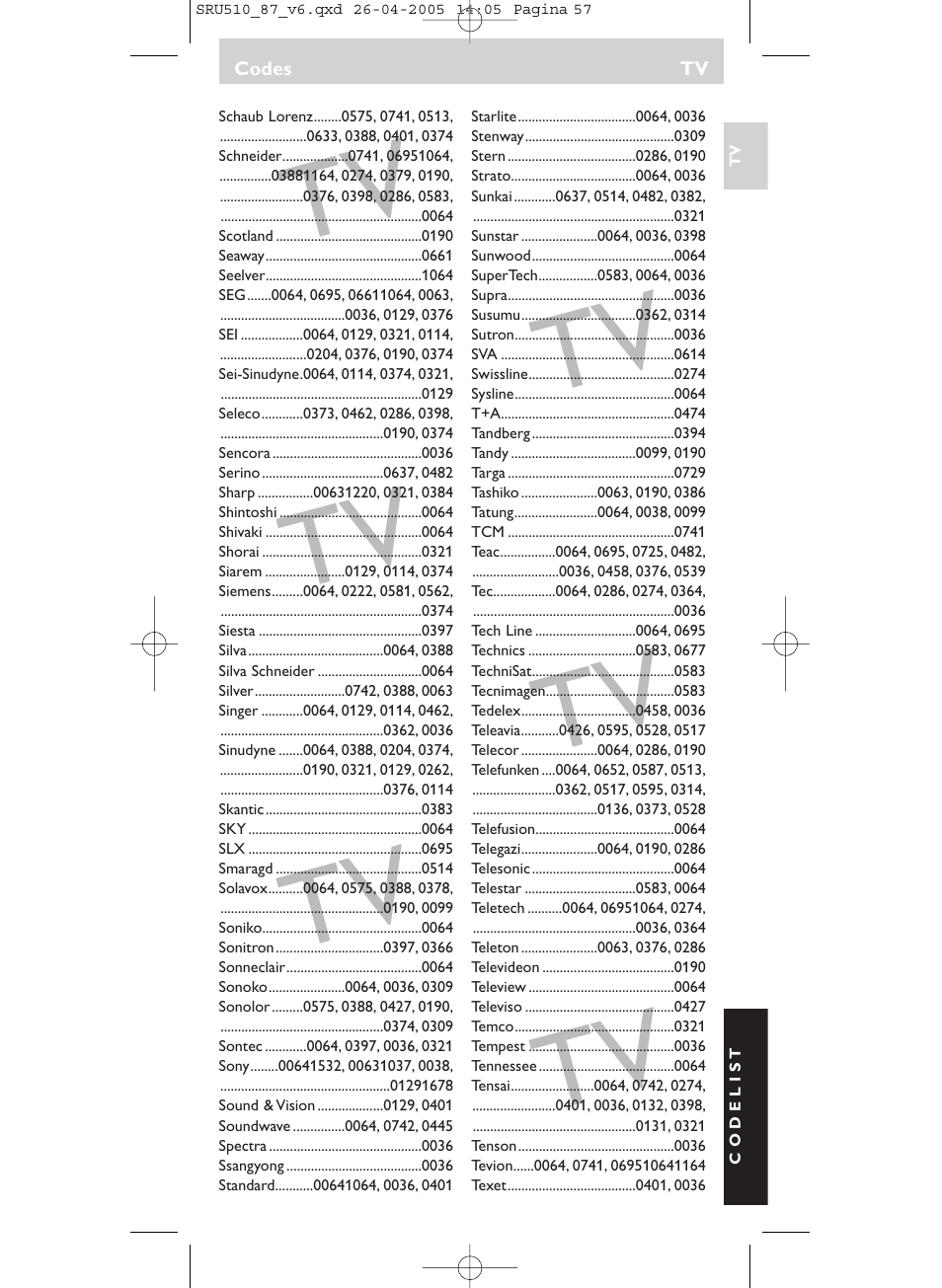 Philips SRU510 User Manual | Page 57 / 60