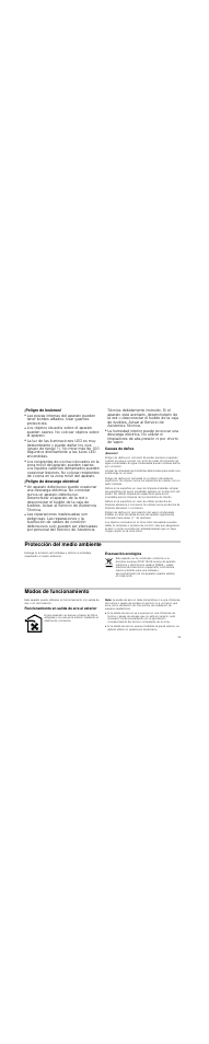 Peligro de lesiones, Peligro de descarga eléctrica, Causas de daños | Atención, Protección del medio ambiente, Evacuación ecológica, Modos de funcionamiento, Funcionamiento en salida de aire al exterior, Nota | Bosch DWK09M850 User Manual | Page 33 / 88