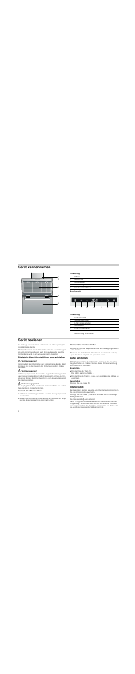 Gerät kennen lernen, Bedienfeld, Gerät bedienen | Hinweis, Edelstahl-glas-blende öffnen und schließen, Verletzungsgefahr, Verbrennungsgefahr, Lüfter einstellen, Intensivstufe | Bosch DWK09M850 User Manual | Page 6 / 88