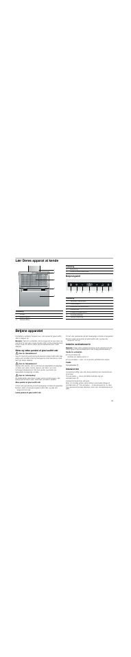 Lær deres apparat at kende, Betjeningsfelt, Betjene apparatet | Bemærk, Åbne og lukke panelet af glas/rustfrit stål, Fare for tilskadekomst, Fare for forbrænding, Indstille ventilationstrin, Intensivt trin | Bosch DWK09M850 User Manual | Page 83 / 88