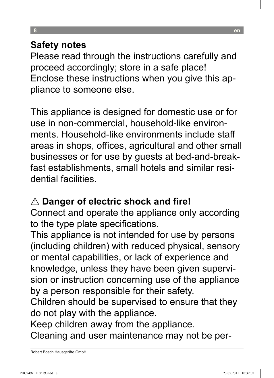 Bosch PHC9490 Lockenstab ProSalon User Manual | Page 10 / 116