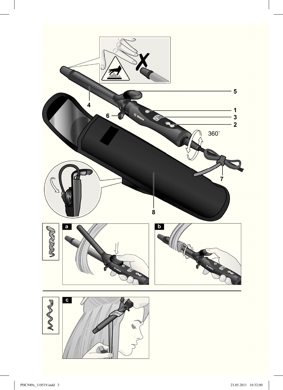 Bosch PHC9490 Lockenstab ProSalon User Manual | Page 3 / 116