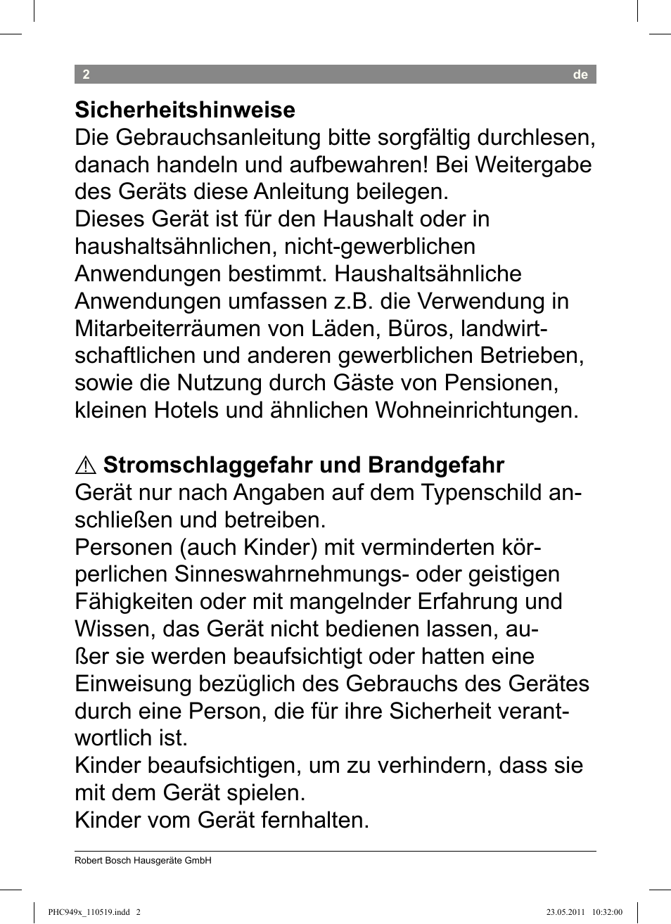 Bosch PHC9490 Lockenstab ProSalon User Manual | Page 4 / 116