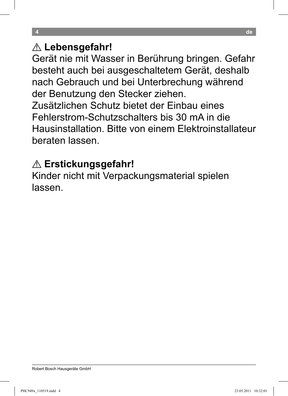 Bosch PHC9490 Lockenstab ProSalon User Manual | Page 6 / 116