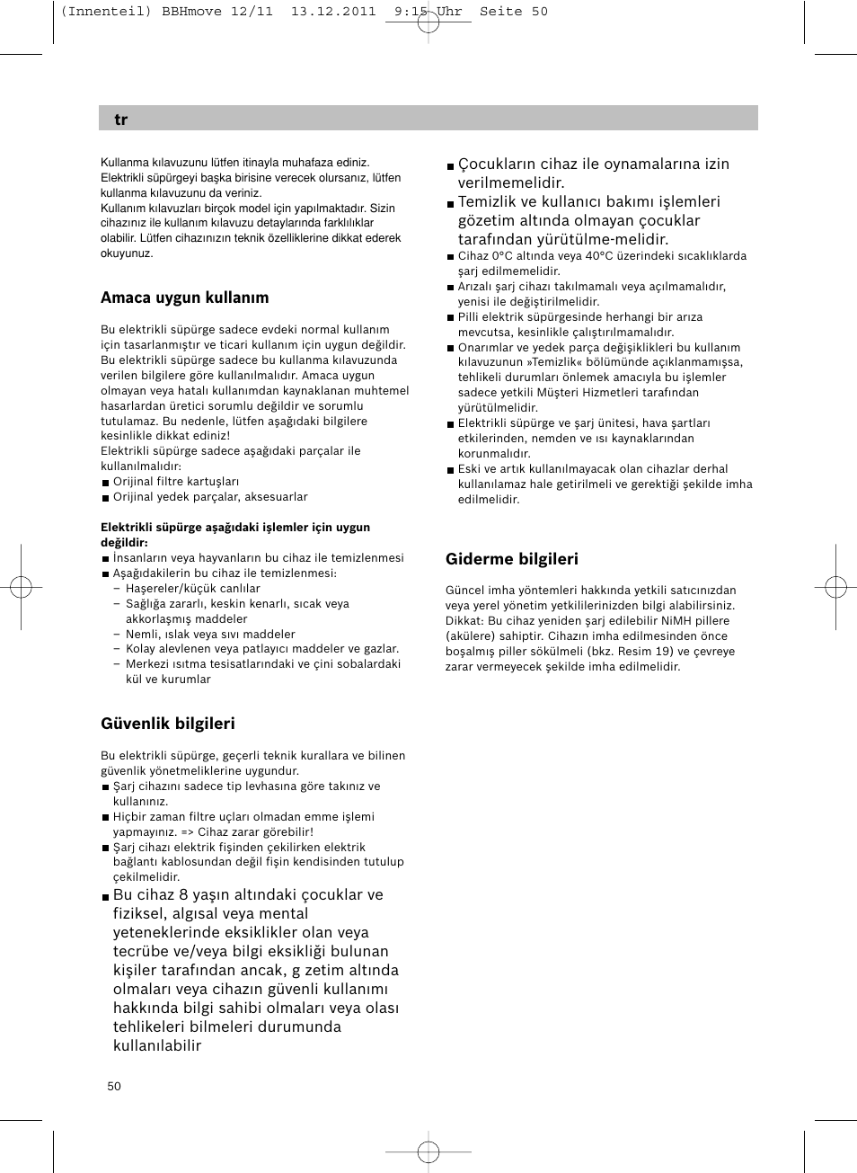 Bosch Hand-Akkusauger 2-in-1 BBHMOVE4 champagner metallic Move 2in1 18V User Manual | Page 52 / 94
