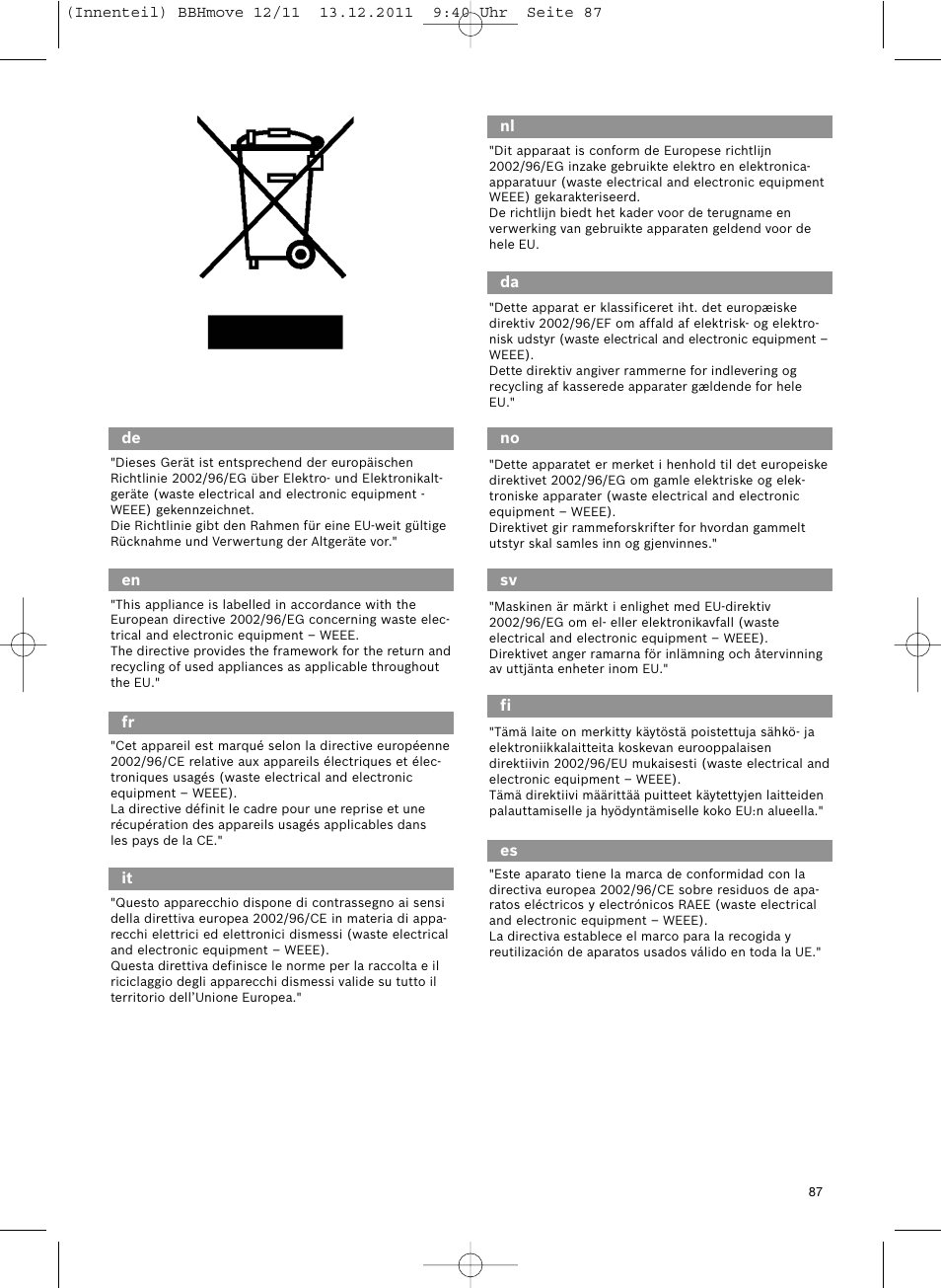 Bosch Hand-Akkusauger 2-in-1 BBHMOVE4 champagner metallic Move 2in1 18V User Manual | Page 89 / 94