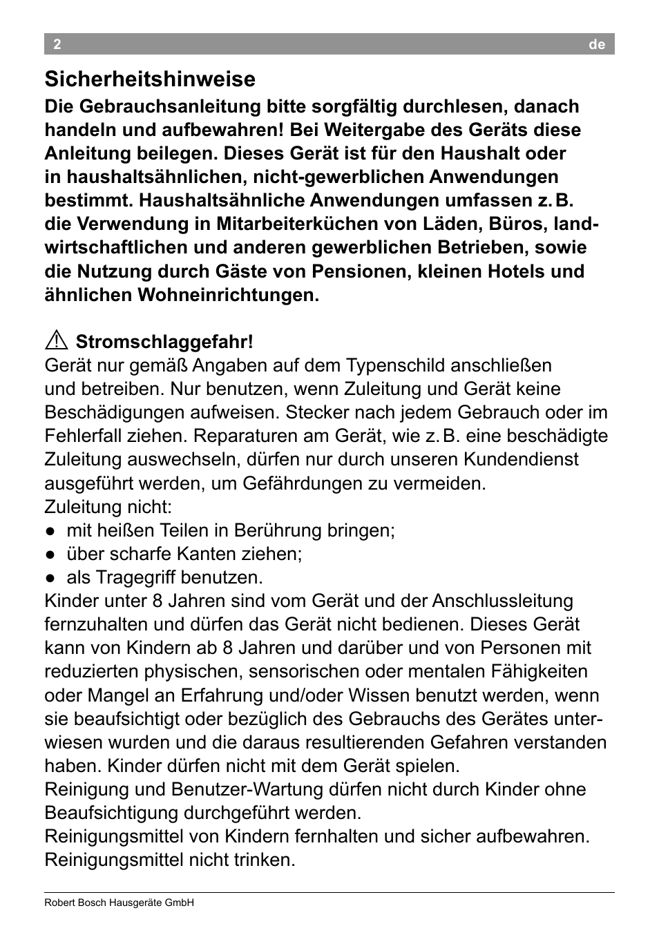 Sicherheitshinweise | Bosch TAT3A001 Toaster Langschlitz CompactClass Primärfarbe weiß Sekundärfarbe Hellgrau User Manual | Page 5 / 89