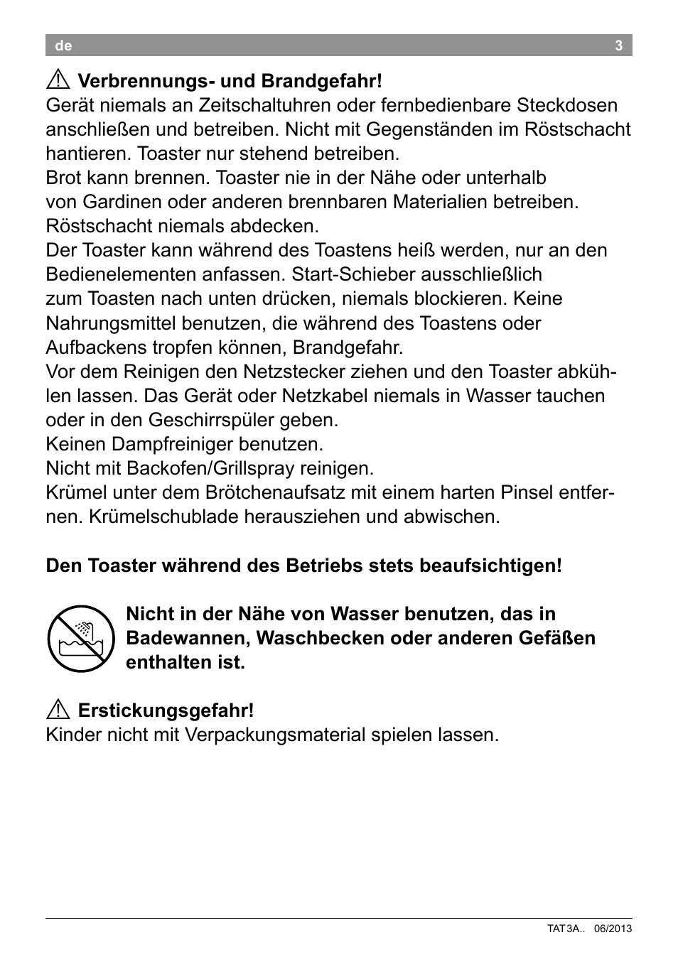 Bosch TAT3A001 Toaster Langschlitz CompactClass Primärfarbe weiß Sekundärfarbe Hellgrau User Manual | Page 6 / 89