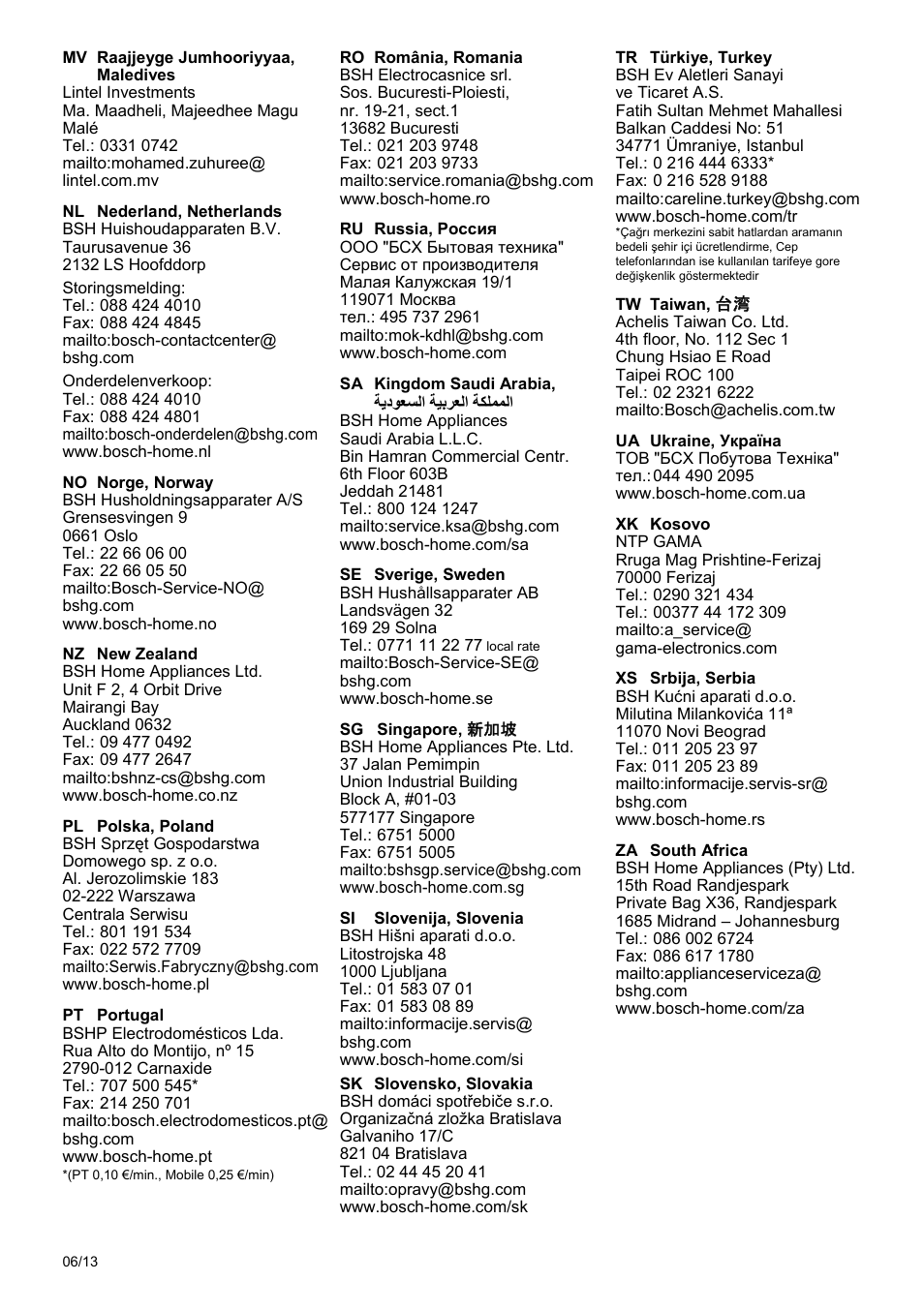 Bosch-infoteam, Garantiebedingungen | Bosch TAT3A001 Toaster Langschlitz CompactClass Primärfarbe weiß Sekundärfarbe Hellgrau User Manual | Page 87 / 89