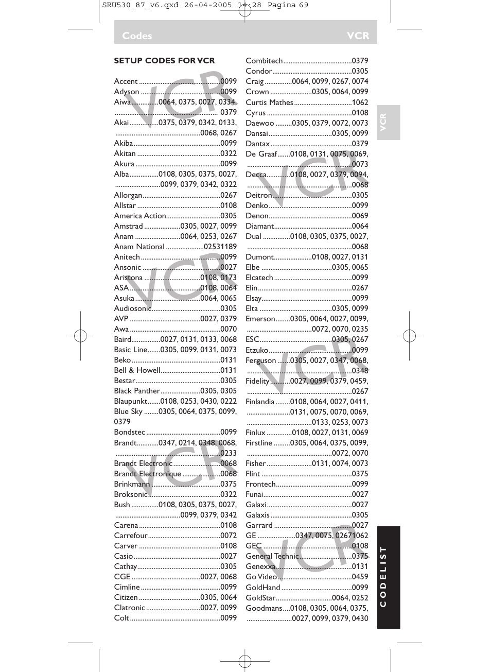 Philips SRU530 User Manual | Page 69 / 78