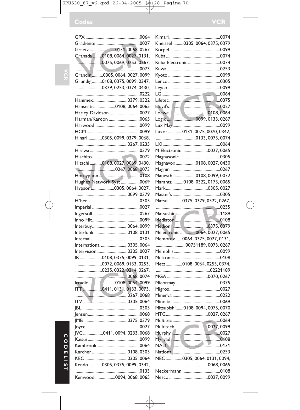 Philips SRU530 User Manual | Page 70 / 78