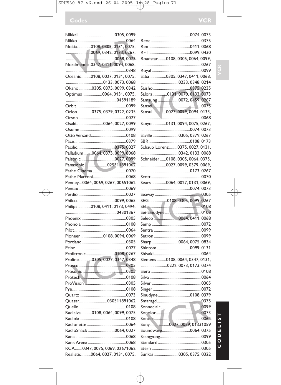 Philips SRU530 User Manual | Page 71 / 78