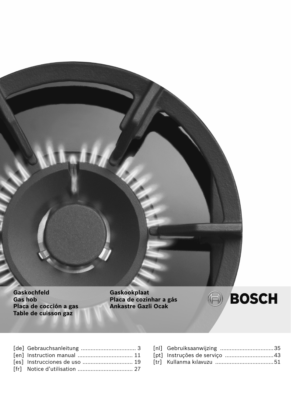 Bosch PRR726F71E Gas-Kochstelle Glaskeramik 70 cm User Manual | 59 pages