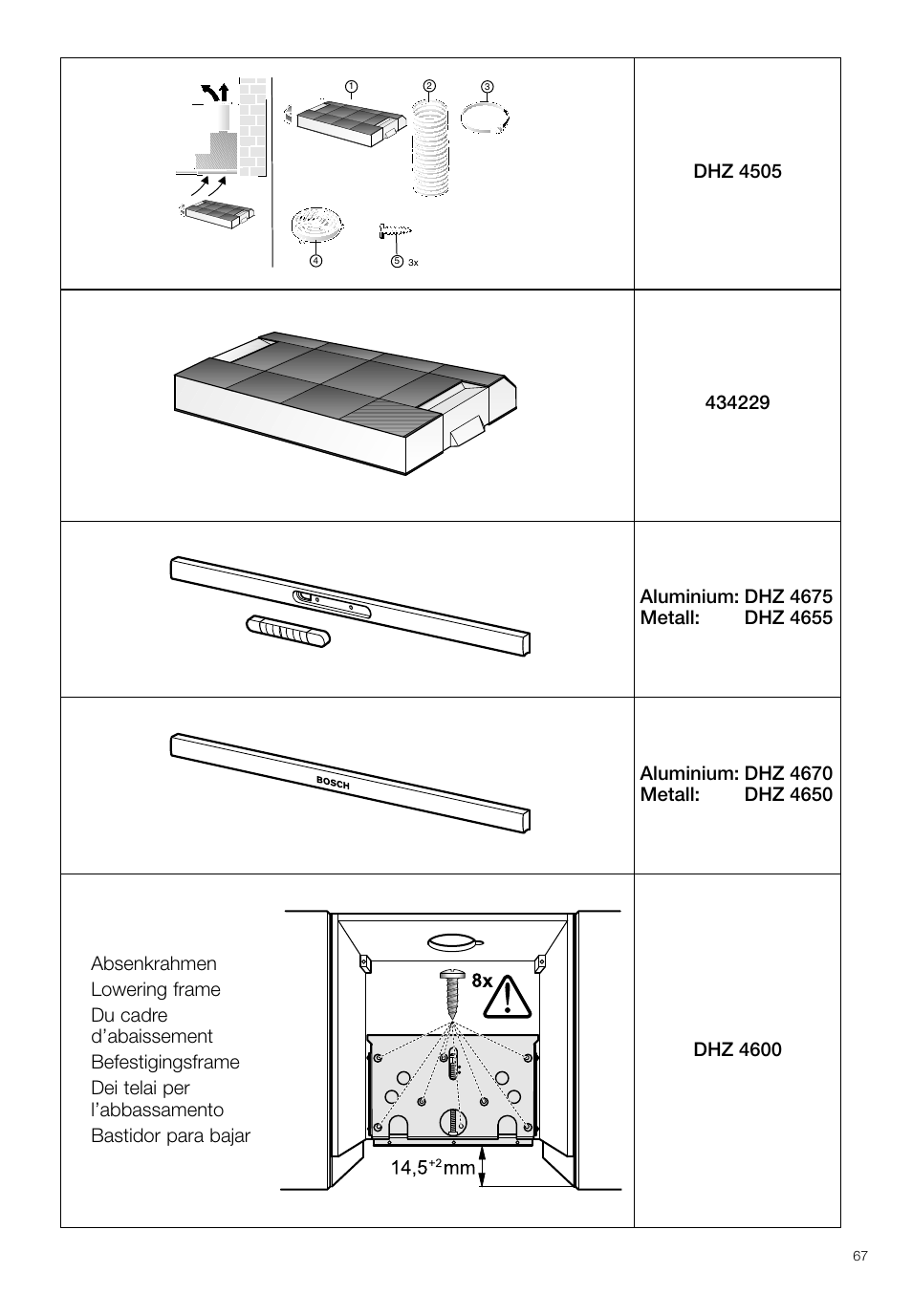 Bosch DHI665V grau-metallic Flachschirmhaube 60 cm User Manual | Page 67 / 68