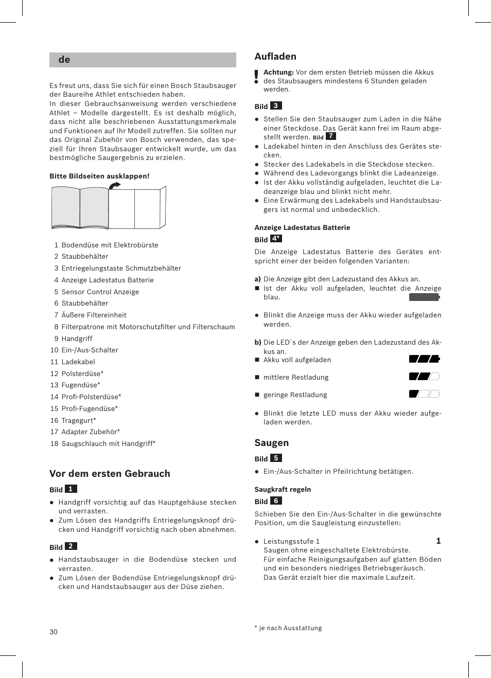 Bosch Athlet 252V Kabelloser Handstaubsauger BCH6255N1 dark navy User Manual | Page 31 / 108