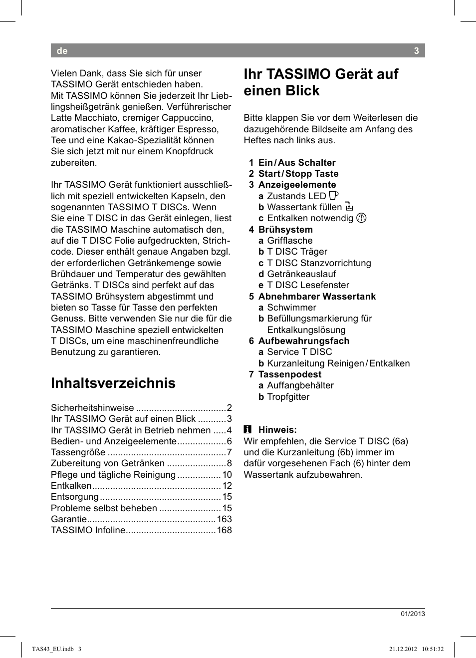 Bosch Multigetränkesystem clear white anthrazit TAS4304 User Manual | 164 pages