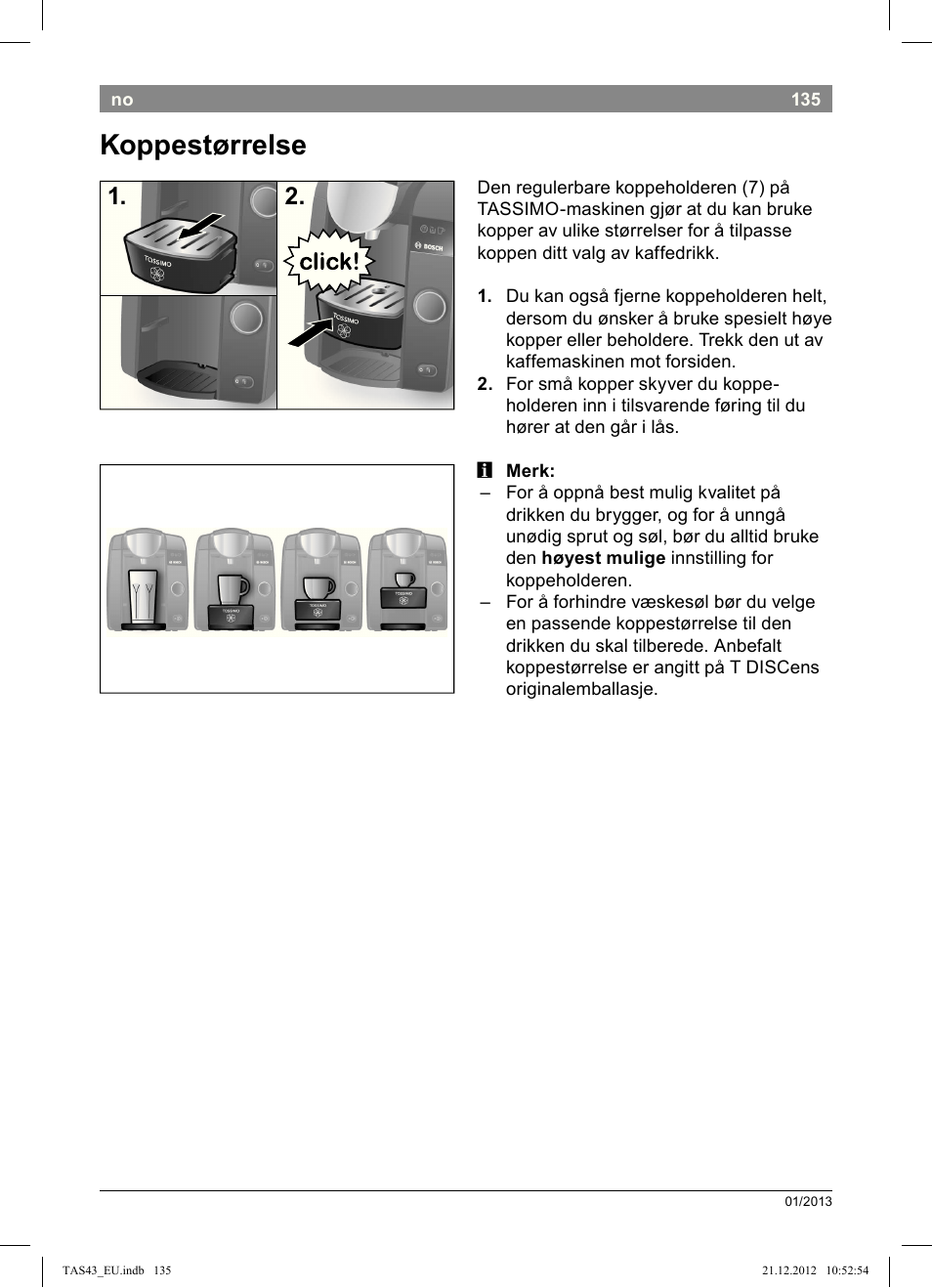 Koppestørrelse | Bosch Multigetränkesystem clear white anthrazit TAS4304 User Manual | Page 133 / 164