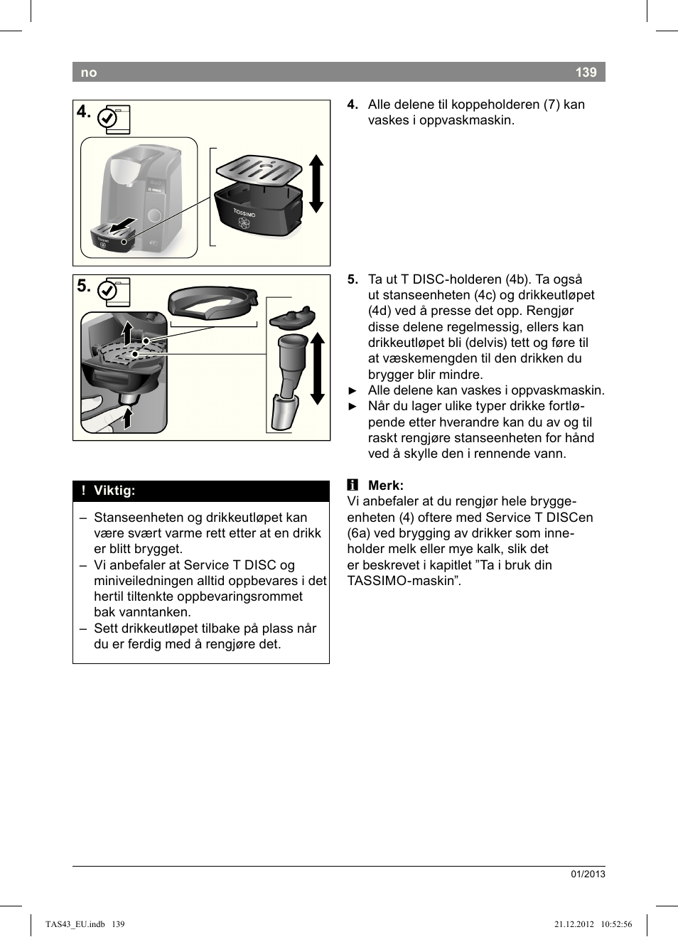 Bosch Multigetränkesystem clear white anthrazit TAS4304 User Manual | Page 137 / 164