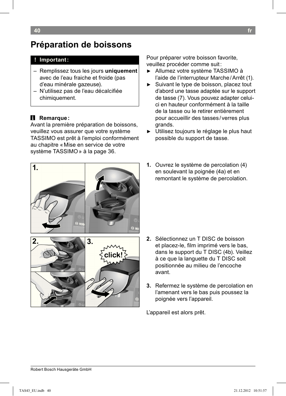 Préparation!de!boissons | Bosch Multigetränkesystem clear white anthrazit TAS4304 User Manual | Page 38 / 164