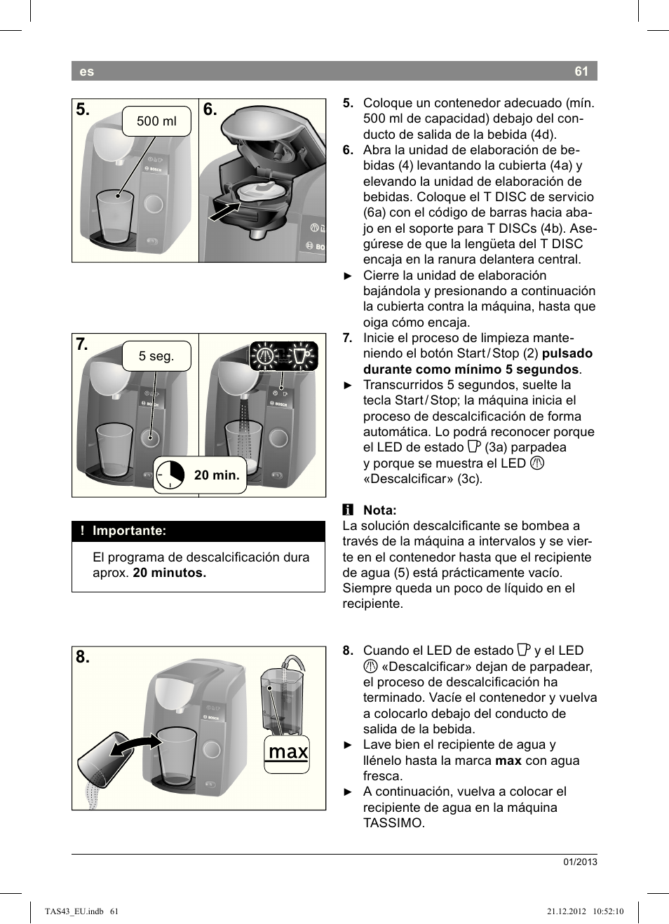 Bosch Multigetränkesystem clear white anthrazit TAS4304 User Manual | Page 59 / 164