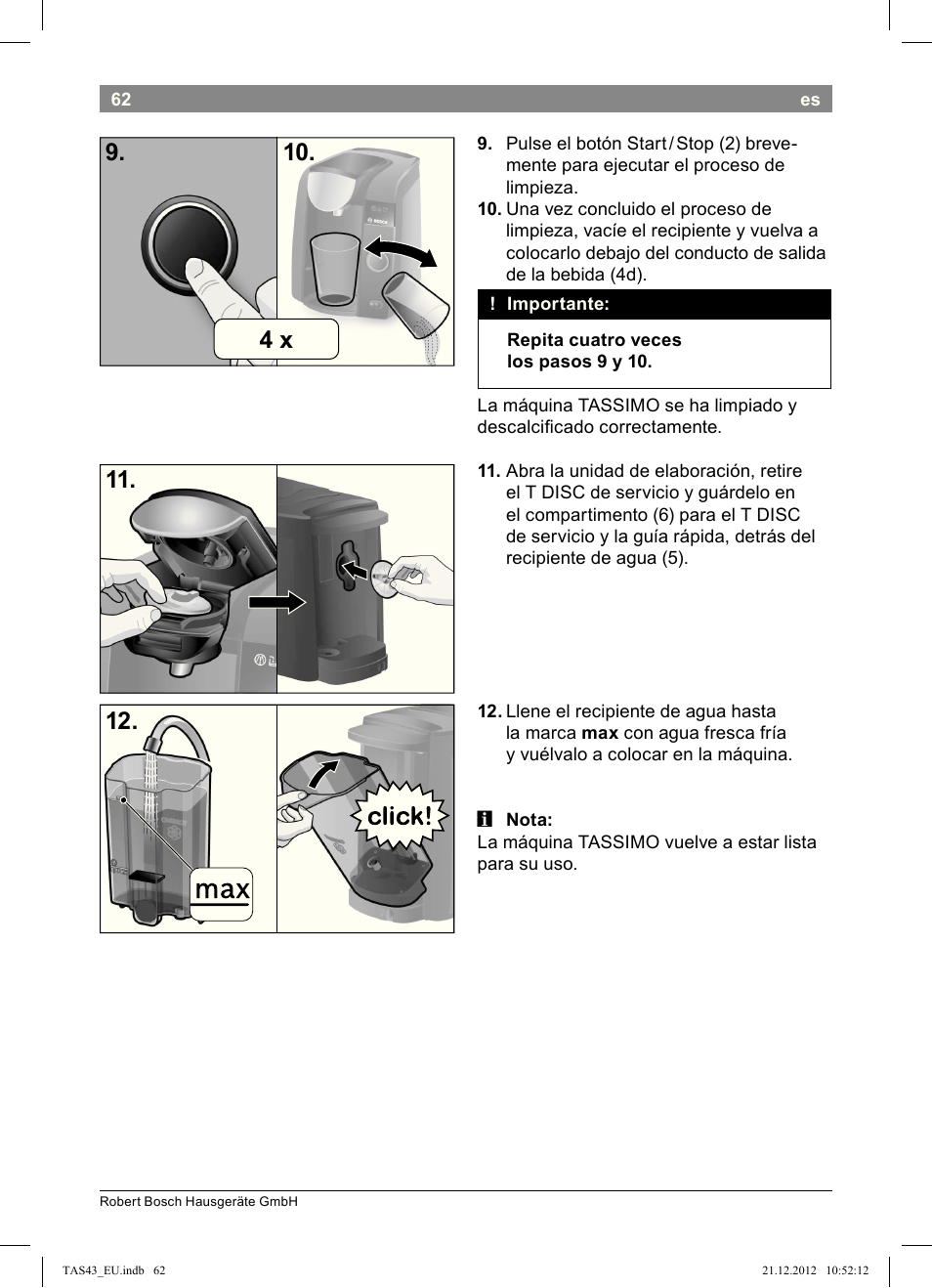 Bosch Multigetränkesystem clear white anthrazit TAS4304 User Manual | Page 60 / 164