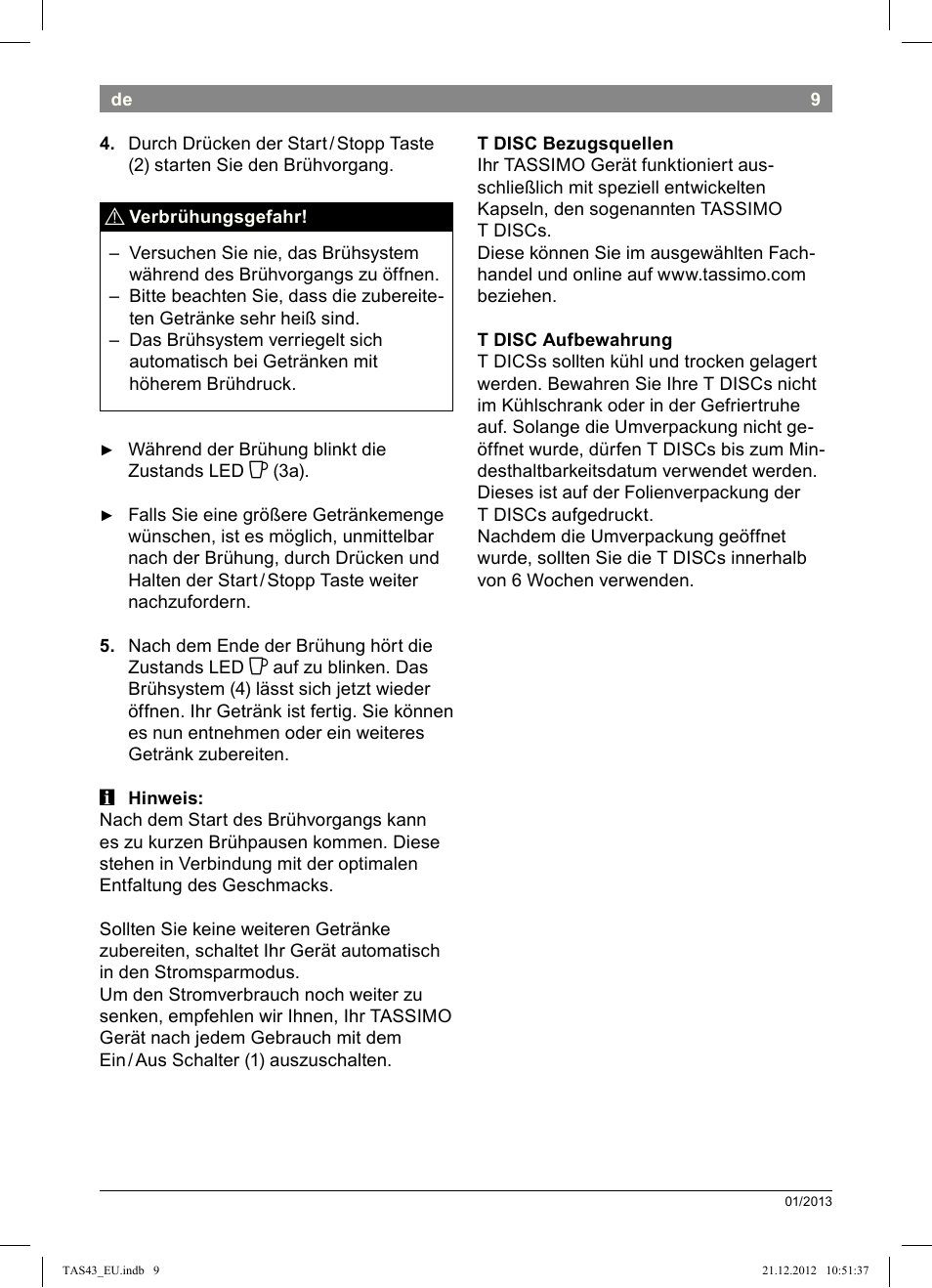 Bosch Multigetränkesystem clear white anthrazit TAS4304 User Manual | Page 7 / 164