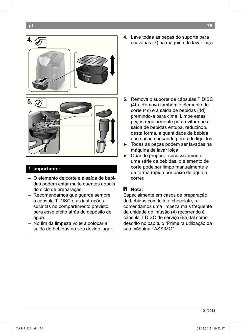 Bosch Multigetränkesystem clear white anthrazit TAS4304 User Manual | Page 73 / 164