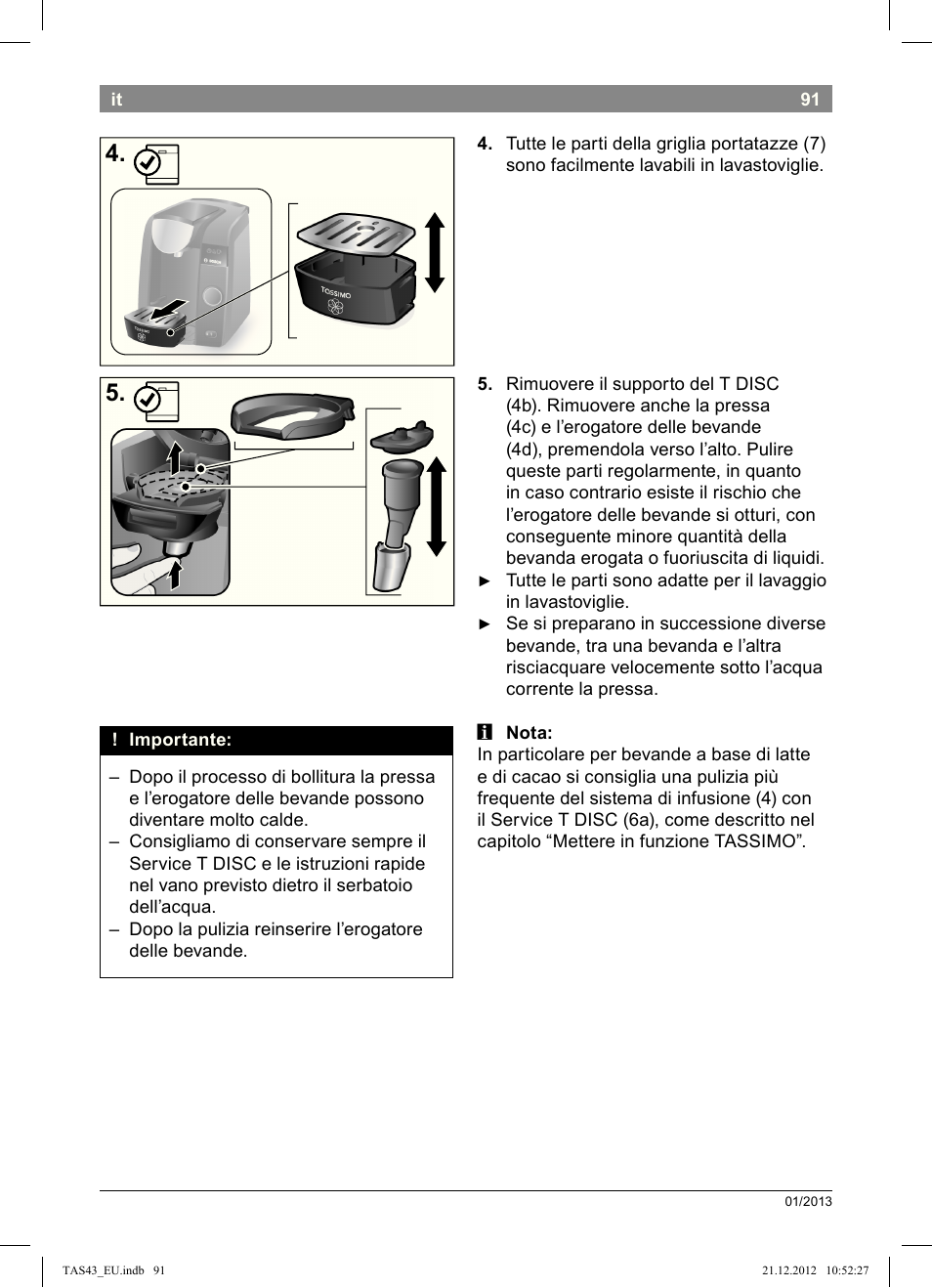 Bosch Multigetränkesystem clear white anthrazit TAS4304 User Manual | Page 89 / 164