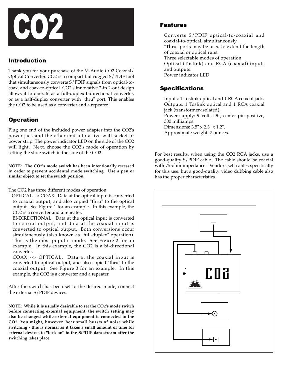 M-AUDIO CO2 User Manual | 2 pages