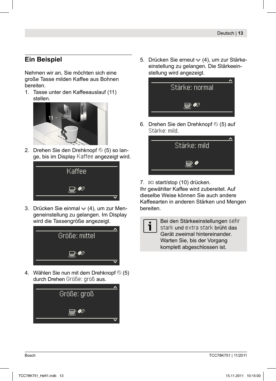 Bosch TCC78K751 Edelstahl Kaffeevollautomat User Manual | Page 15 / 100