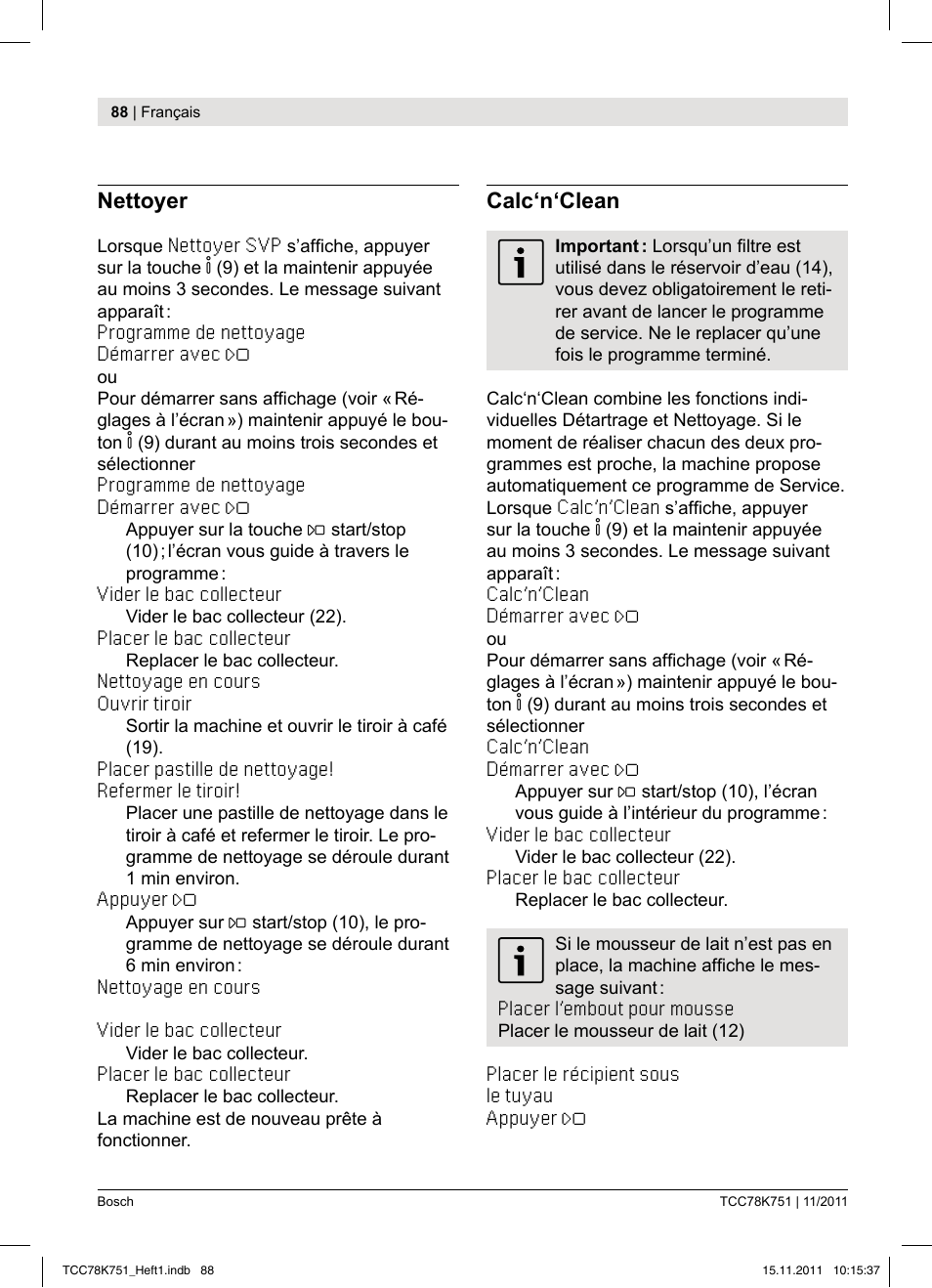 Bosch TCC78K751 Edelstahl Kaffeevollautomat User Manual | Page 90 / 100