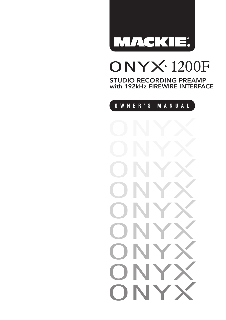 MACKIE ONYX 1200F User Manual | 40 pages