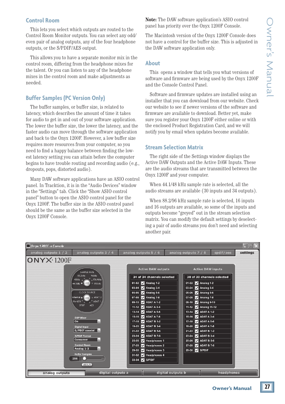 Owner’ s manual | MACKIE ONYX 1200F User Manual | Page 27 / 40