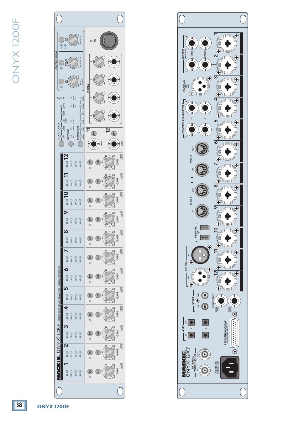 Onyx 1200f, Onyx 100f | MACKIE ONYX 1200F User Manual | Page 38 / 40