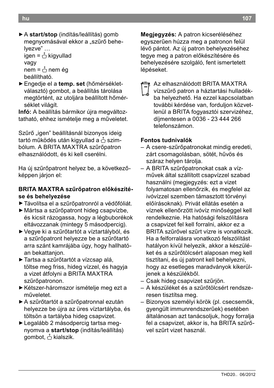 Bosch THD2023 Heißwasserspender Filtrino FastCup User Manual | Page 107 / 116