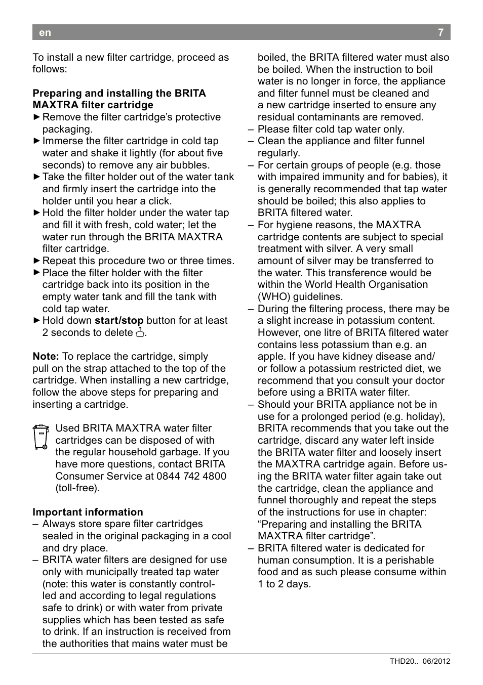 Bosch THD2023 Heißwasserspender Filtrino FastCup User Manual | Page 17 / 116