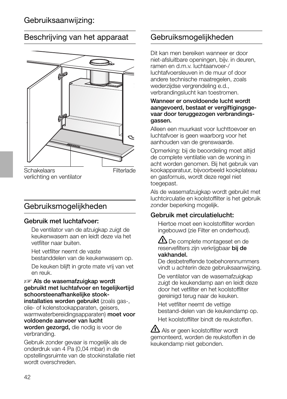 Gebruiksmogelijkheden | Bosch DHI755F grau-metallic Flachschirmhaube 70 cm User Manual | Page 42 / 96