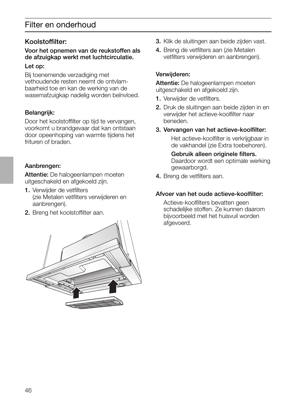 Filter en onderhoud | Bosch DHI755F grau-metallic Flachschirmhaube 70 cm User Manual | Page 46 / 96