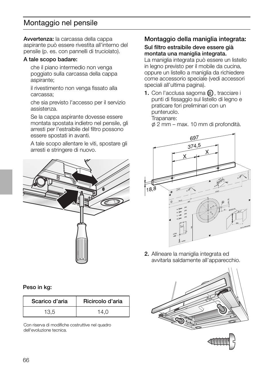 Montaggio nel pensile | Bosch DHI755F grau-metallic Flachschirmhaube 70 cm User Manual | Page 66 / 96