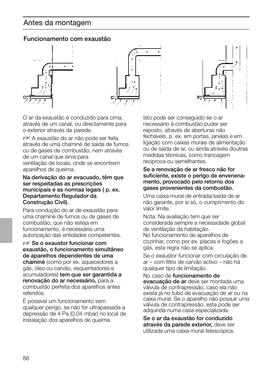 Antes da montagem | Bosch DHI755F grau-metallic Flachschirmhaube 70 cm User Manual | Page 88 / 96