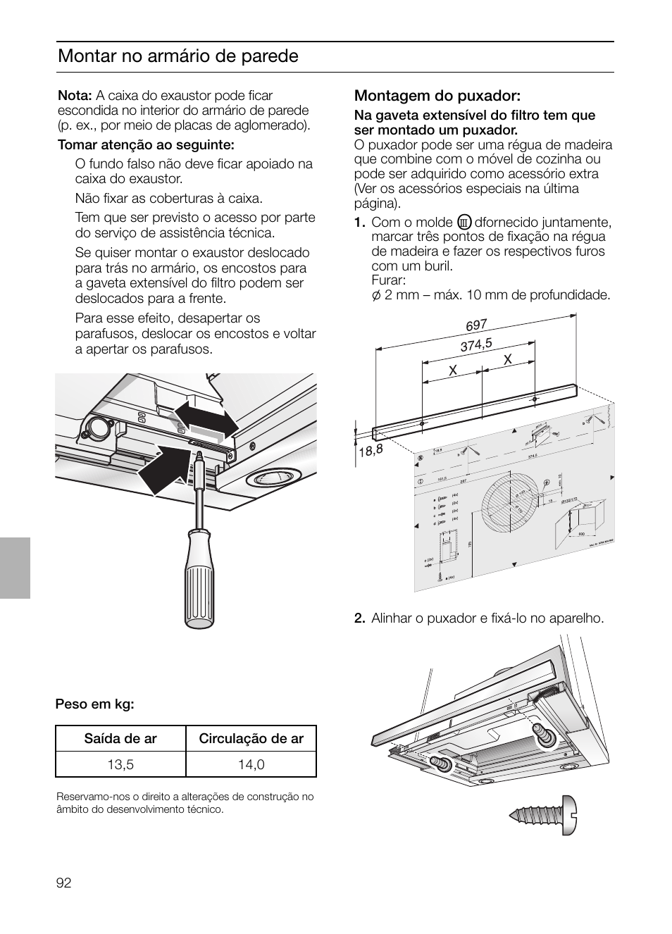 Montar no armário de parede | Bosch DHI755F grau-metallic Flachschirmhaube 70 cm User Manual | Page 92 / 96