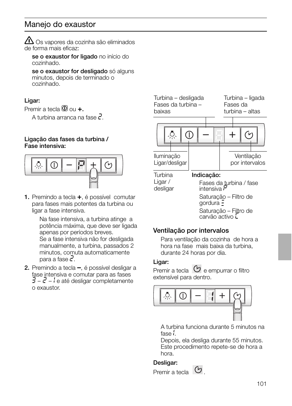 Manejo do exaustor | Bosch DHI965V grau-metallic Flachschirmhaube 90 cm User Manual | Page 101 / 116