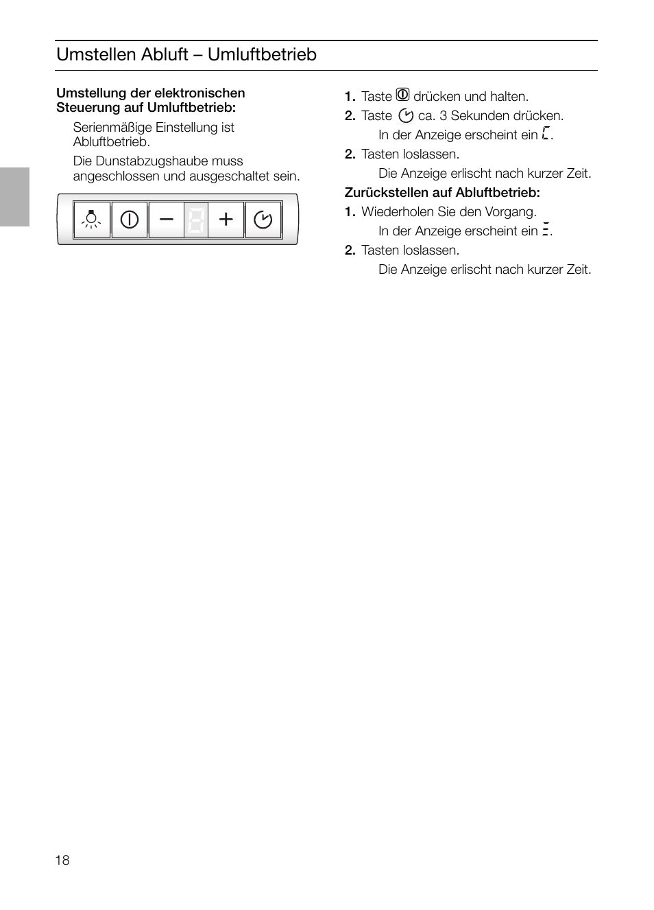Umstellen abluft – umluftbetrieb | Bosch DHI965V grau-metallic Flachschirmhaube 90 cm User Manual | Page 18 / 116