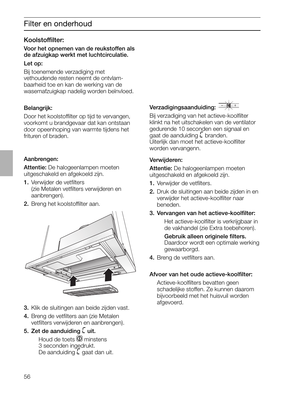 Filter en onderhoud | Bosch DHI965V grau-metallic Flachschirmhaube 90 cm User Manual | Page 56 / 116