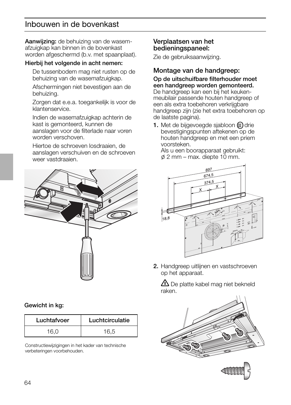 Inbouwen in de bovenkast | Bosch DHI965V grau-metallic Flachschirmhaube 90 cm User Manual | Page 64 / 116