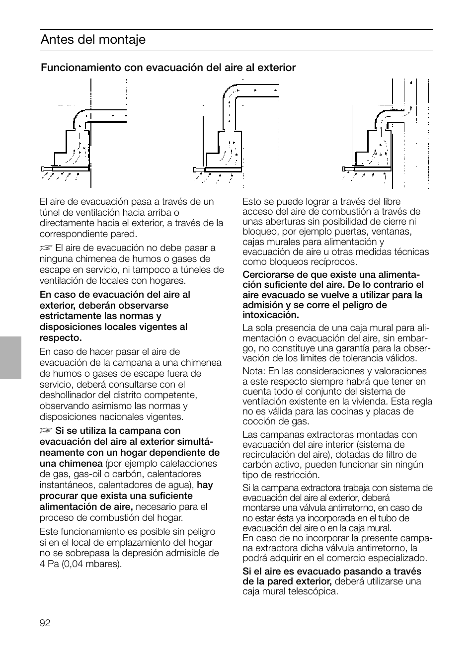 Antes del montaje | Bosch DHI965V grau-metallic Flachschirmhaube 90 cm User Manual | Page 92 / 116